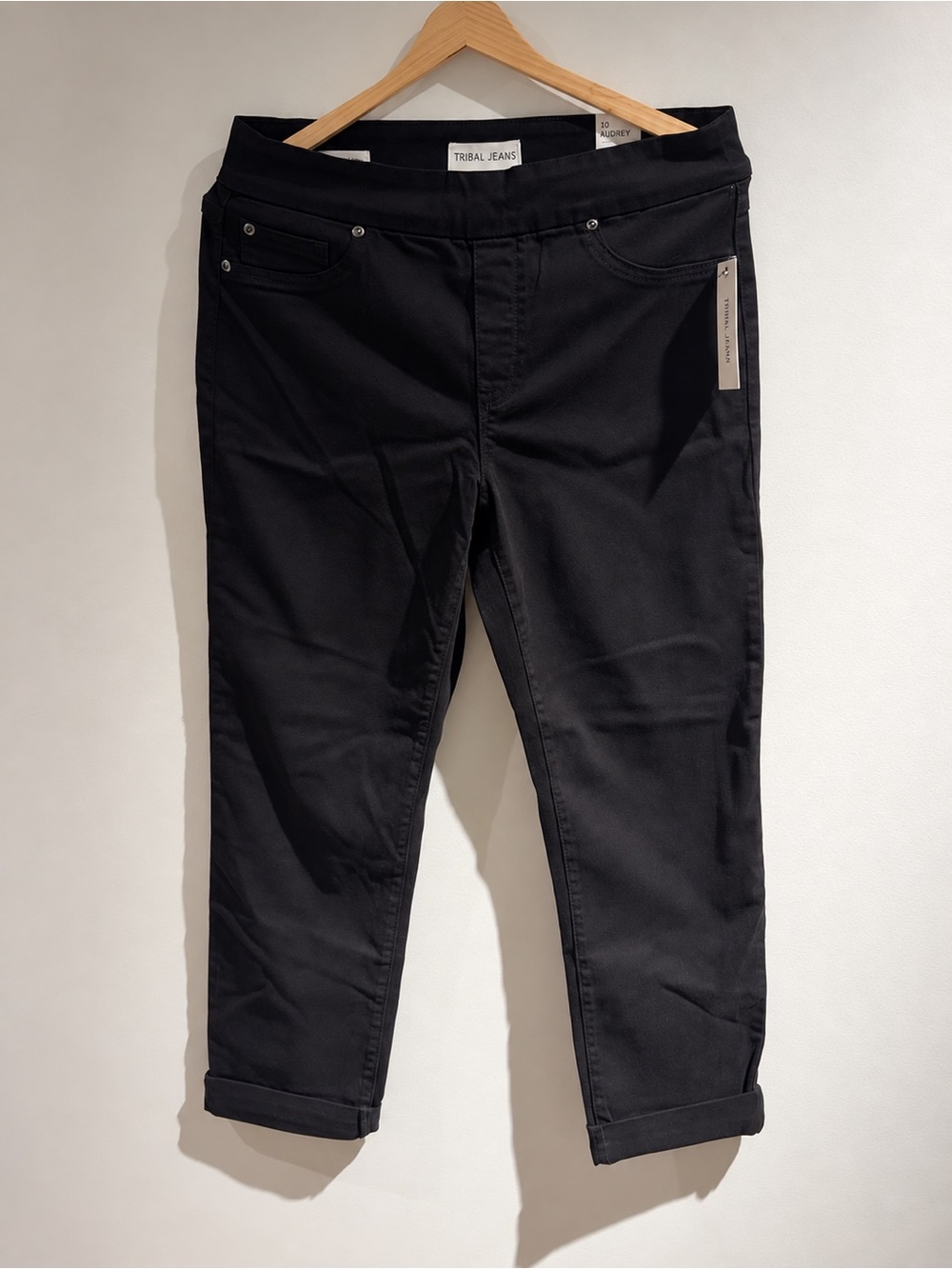 Tribal Jeans Audrey Black Mid-Rise Straight Ankle Pants Size 10 NWT